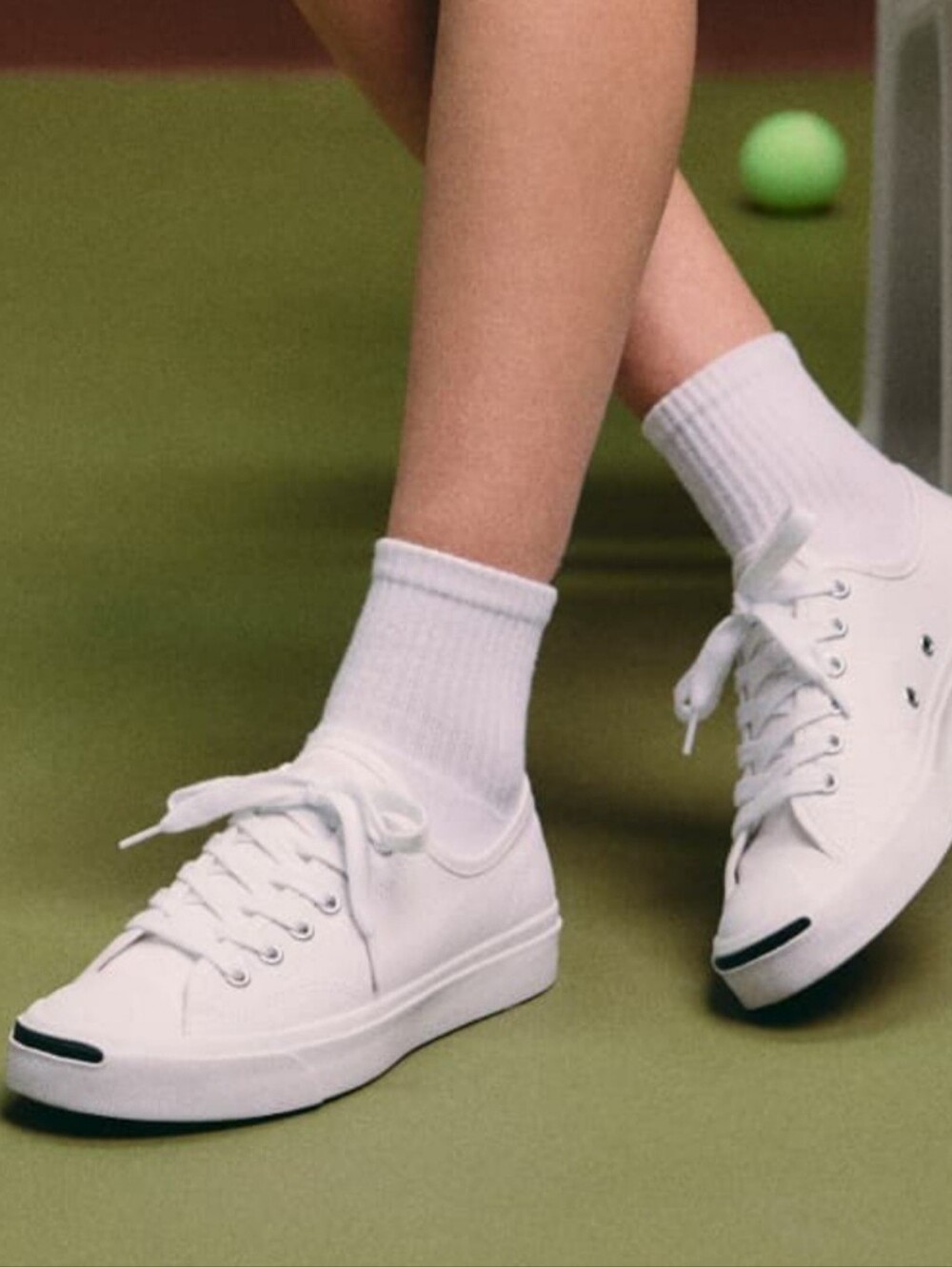 Converse Jack Purcell White Low-Top Canvas Sneakers with Lace-Up Closure